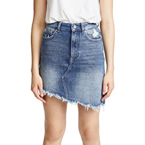 DL1961 Assymetric Denim Mini Skirt - Picture 3 of 5